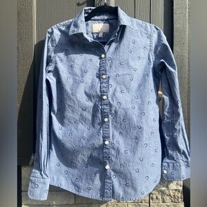 Banana Republic 100% Cotton Button Down Shirt with cute Horseshoe Print Small